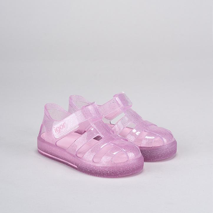 Pink glitter jelly sandals from Old Navy. Girls size... - Depop