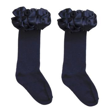 Navy ruffle knee high socks