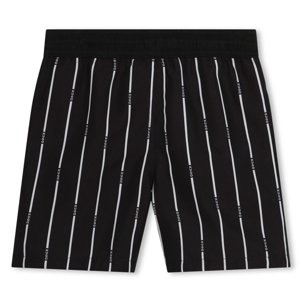 HUGO Black Striped Swim Shorts
