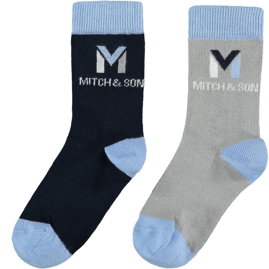 MITCH & SON Navy & Grey Socks
