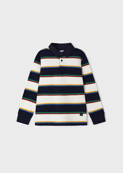 Mayoral Navy Striped Polo Shirt