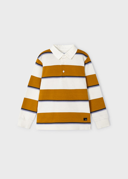 MAYORAL Yellow Striped Polo Shirt