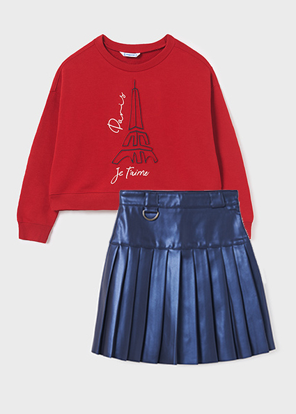 Mayoral Red & Navy Skirt Set