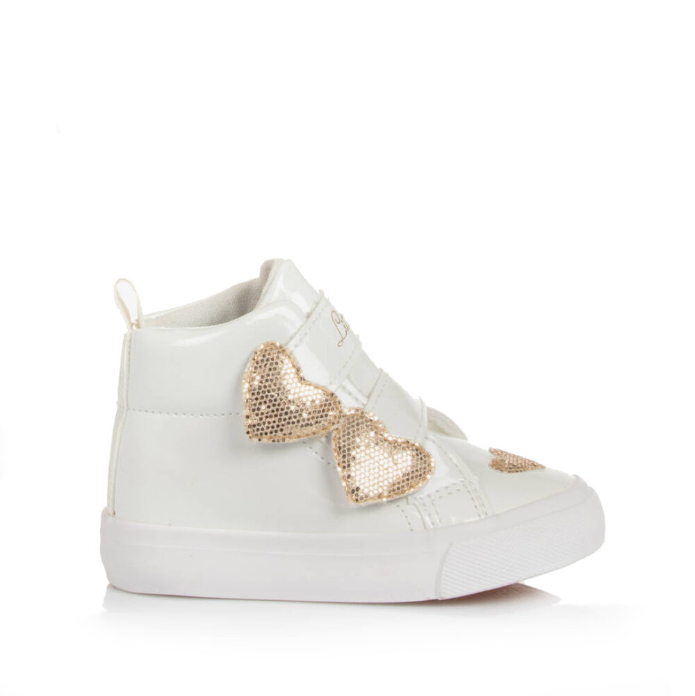 LITTLE A White Heart High Top Trainers