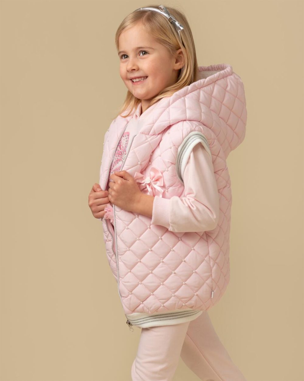 Caramelo Pink Quilted Gilet