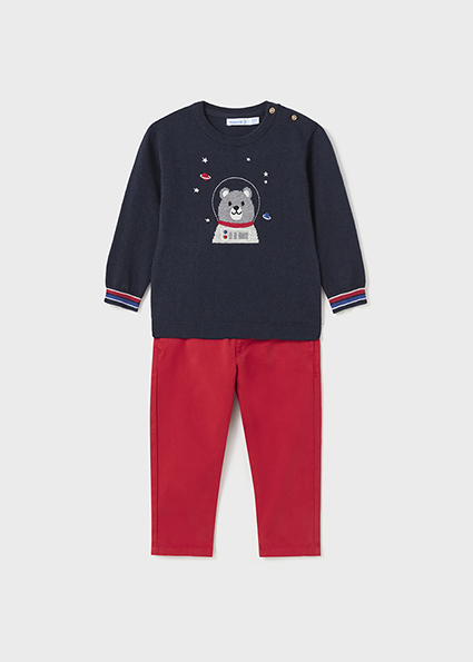 Mayoral Red & Navy Trouser Set