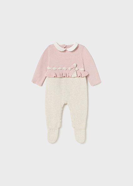 Mayoral Pink & Beige Knitted Babygrow