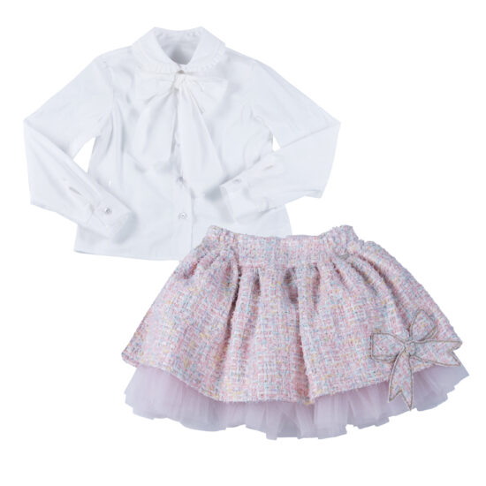 Daga Pink Tweed Skirt Set