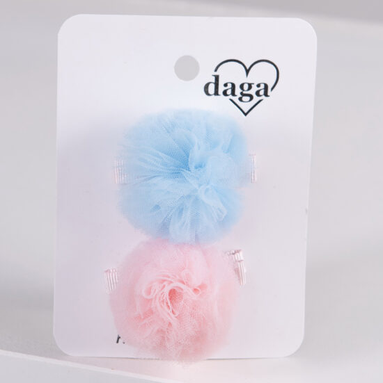 Daga pink and blue tulle hair clips