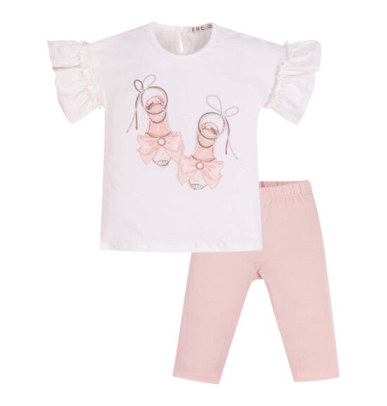 EMC Ivory and pink leggings set