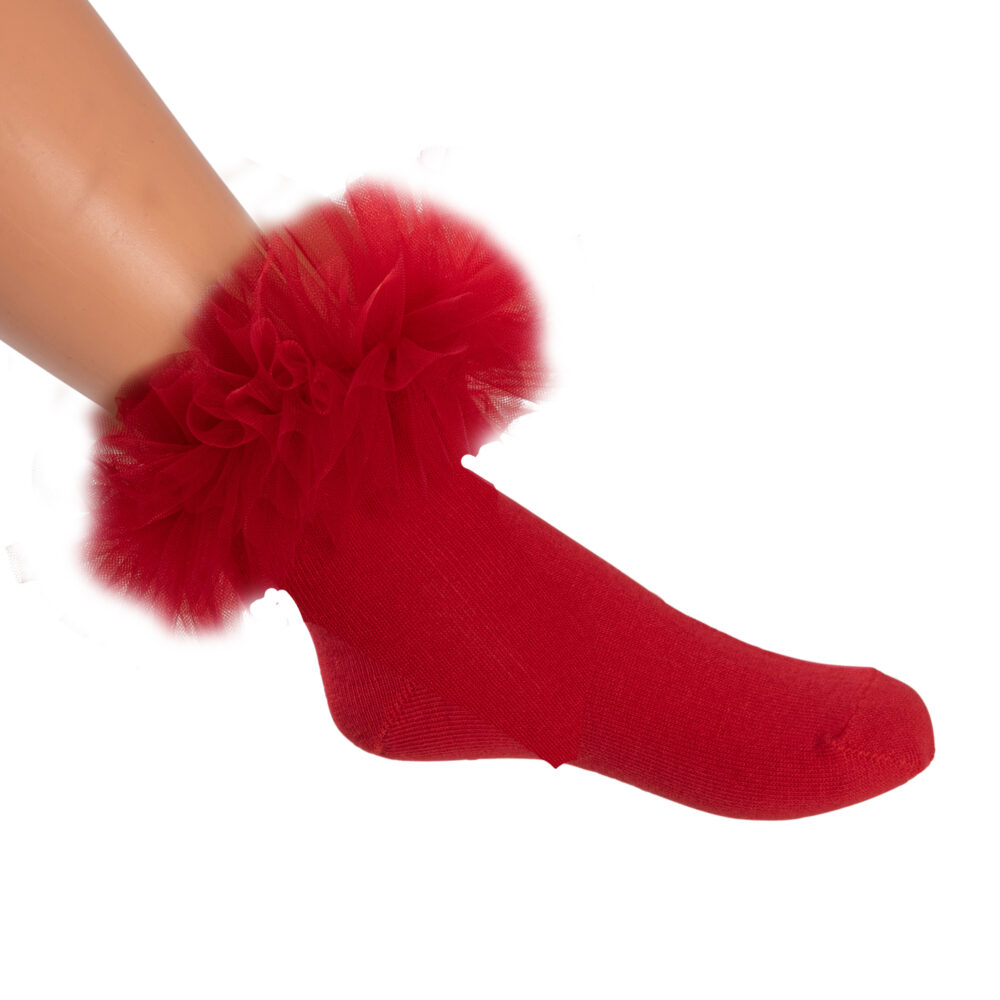 Daga Red Tulle Ankle Socks