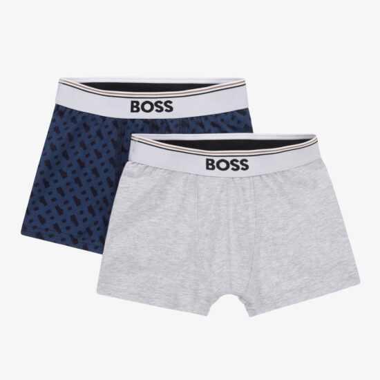 BOSS Blue & Grey Monogrammed Boxer Shorts