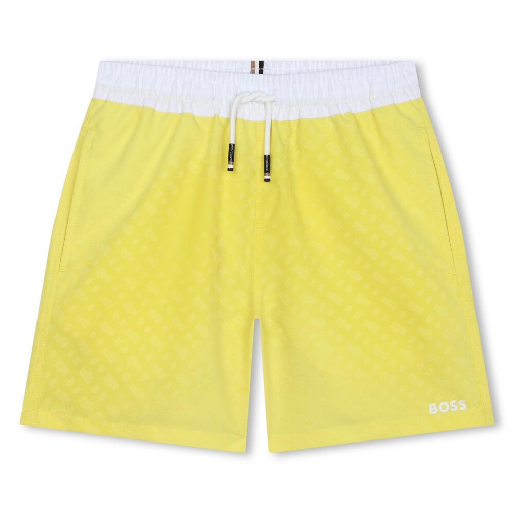 BOSS yellow magic print swim shorts