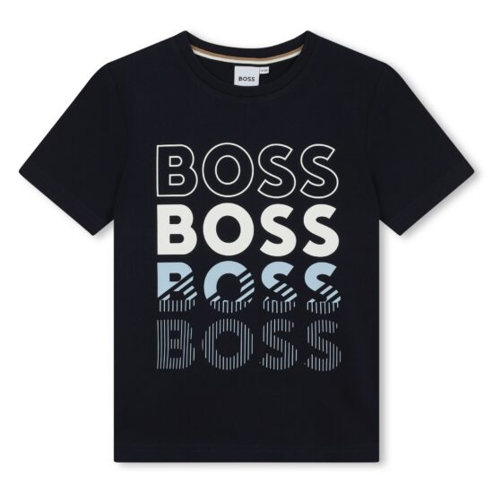 BOSS navy multi logo Tshirt