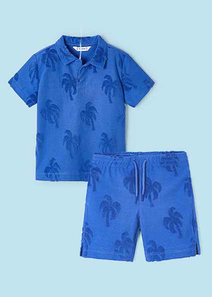 MAYORAL Blue Palm Shorts Set