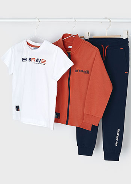 MAYORAL Orange & Navy Tracksuit & Tshirt Set