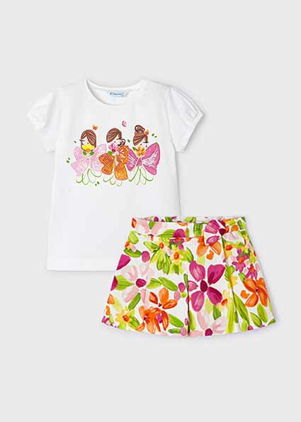MAYORAL Pink & Orange Floral Shorts Set