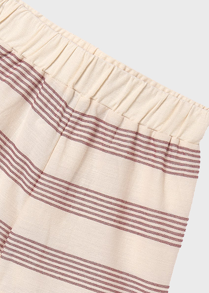 MAYORAL Cream Striped Shorts Set