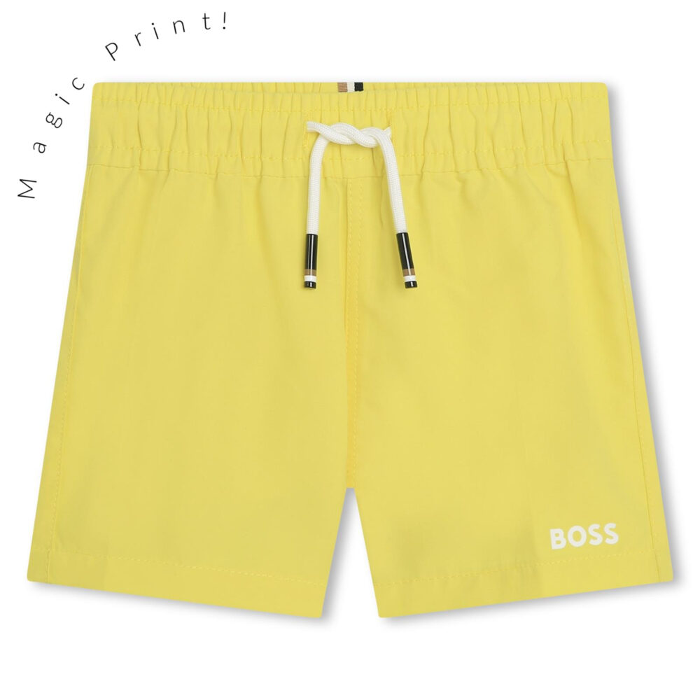 BOSS yellow magic swim shorts