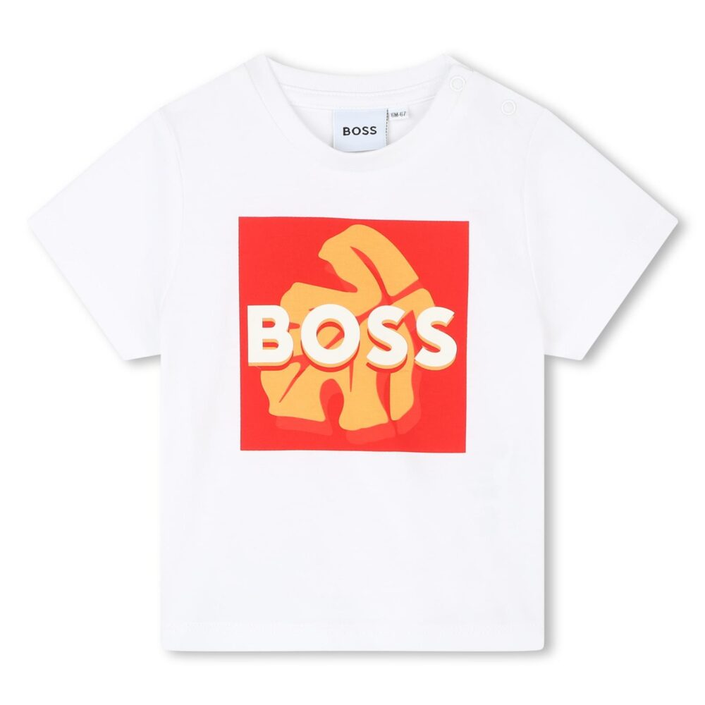 BOSS white leaf logo tshirt