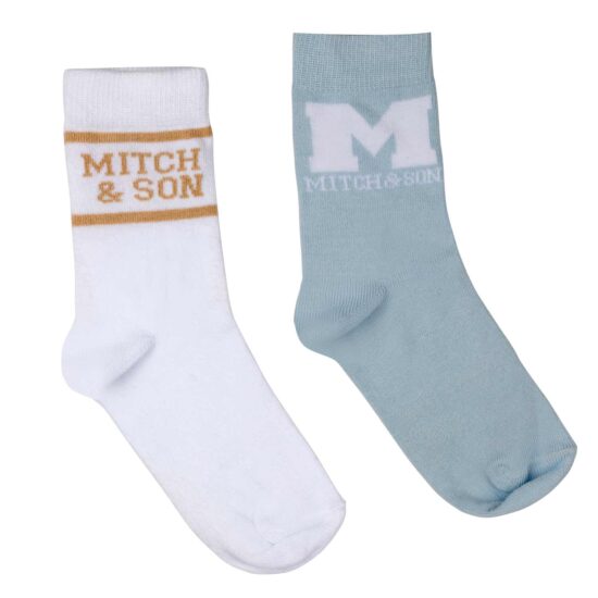 MITCH & SON Pale Blue and White 2 pack socks