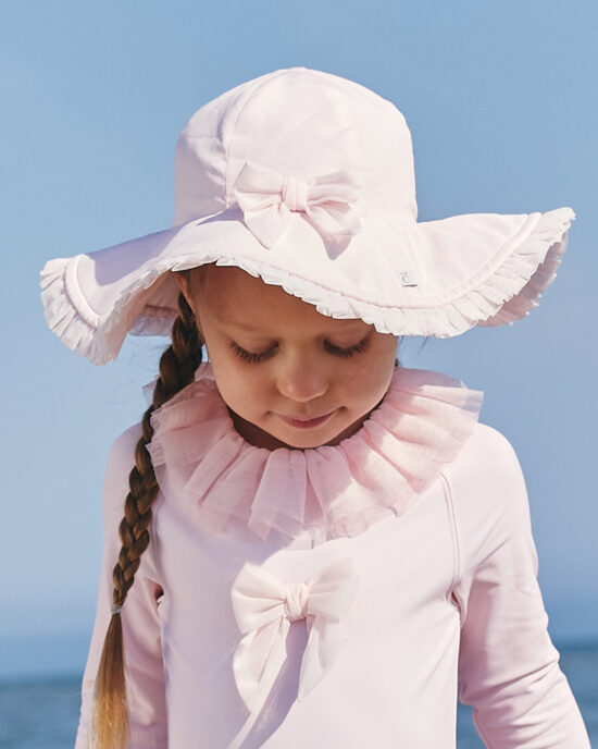 CARAMELO Pink Tulle Trimmed Hat