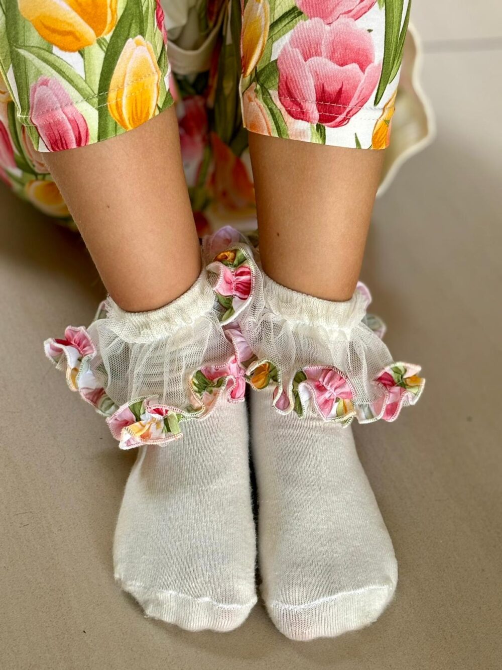 Daga Pink & Blue Tulle Ankle Socks