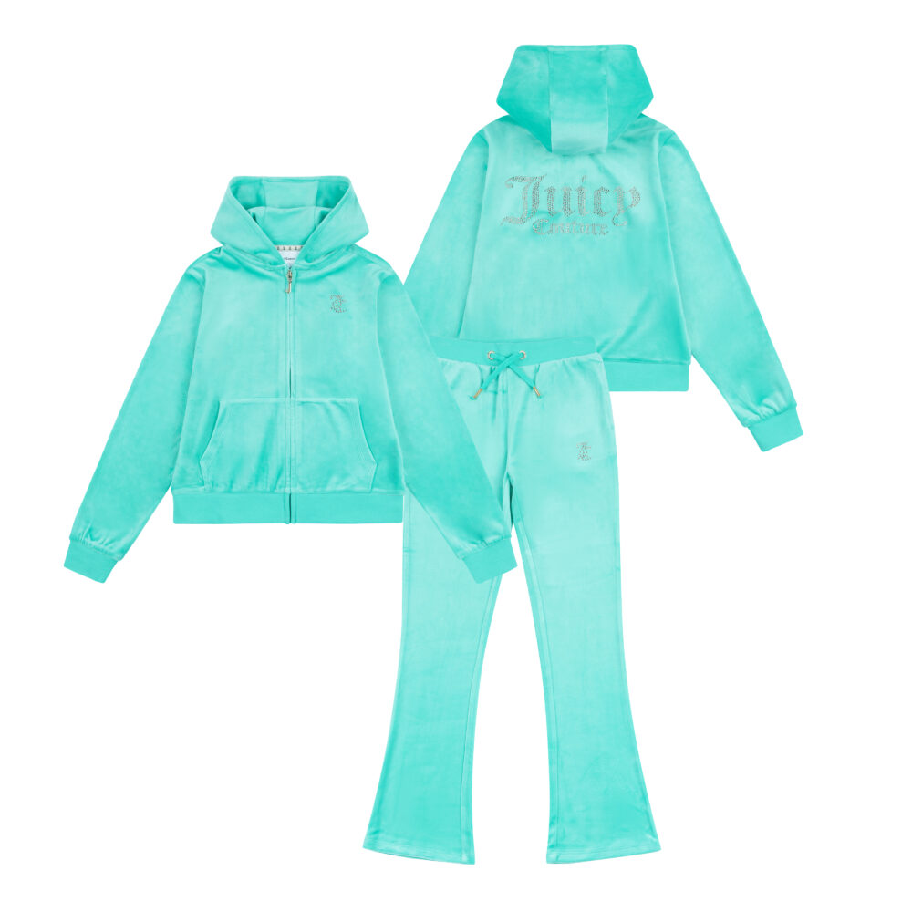 Juicy Couture bright green diamante velour tracksuit
